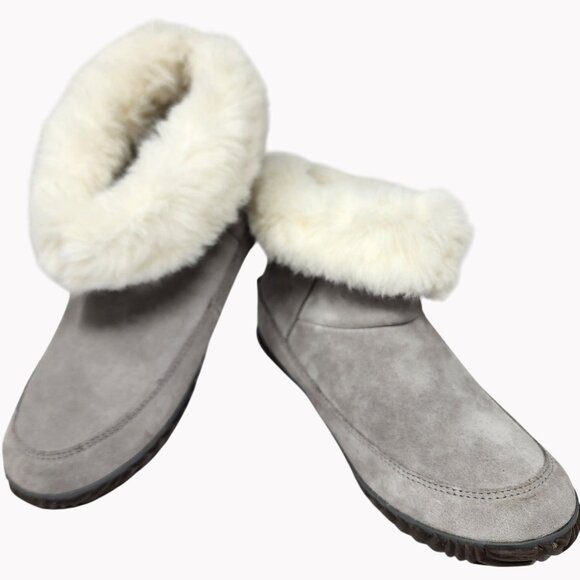 Sorel Womens size 11 Out N About Gray Suede Shearling Ankle Booties NEW - Picture 1 of 10